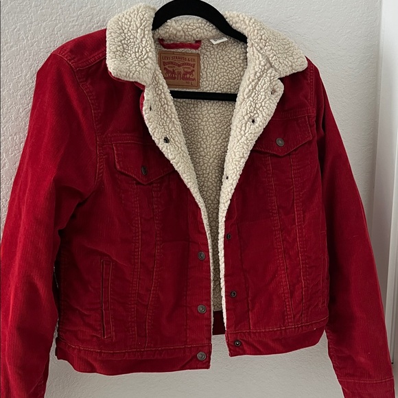 Levi's Women's Red Corduroy Sherpa Jacket - Picture 1 of 10